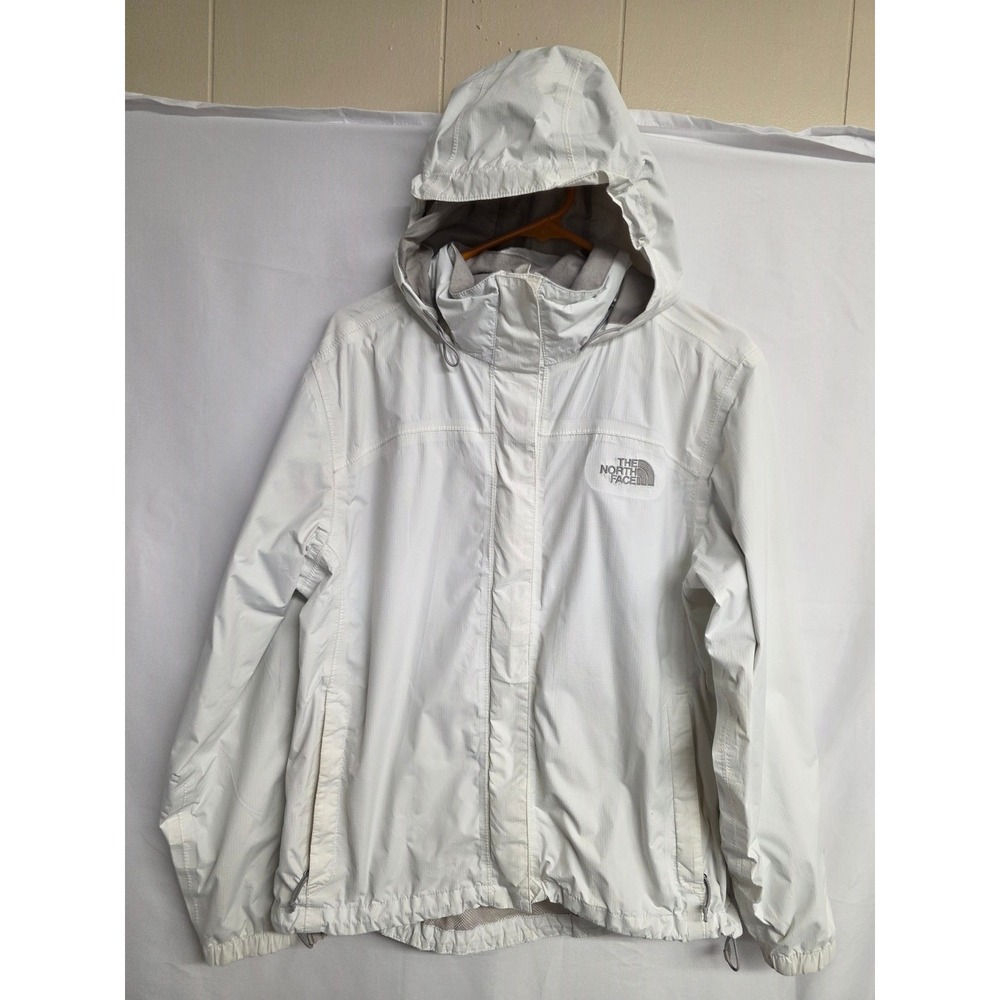 The North Face HyVent White Rain Jacket Womens Medium Hooded Ripstop Shell